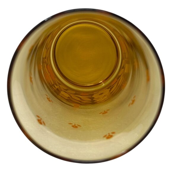 Set Of 2 Vintage Libbey Franco Amber Floral Glasses 1960s MCM Drinkware Retro - Picture 5 of 16